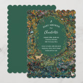 Het betoverende Woodland Forest Green Baby shower Kaart (Voorkant / Achterkant)