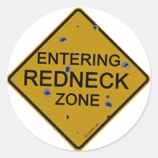 Het betreden van Redneck Zone Ronde Sticker