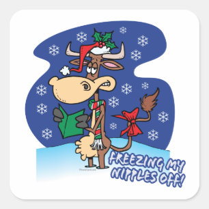 het bevriezen van mijn paren van de grappige koe v vierkante sticker