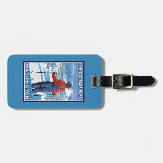 Het Bewonderen van de skiër - Snoqualmie Pas, Bagagelabel (Voorkant horizontaal)