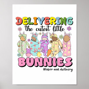 Het bezorgen van de schattigste konijnen bevalling poster