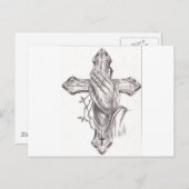 Het bidden Handen & Kruis Briefkaart (Voorkant / Achterkant)
