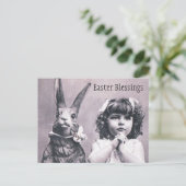 Het Bidden van de paashaas het Victoriaans Feestdagenkaart (Staand voorkant)