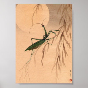 Het bidden van Mantis en de maan Japanse kunst c. Poster