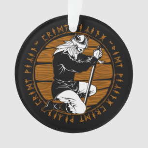 Het bidden Viking Warrior runt Kerstmis Ornament