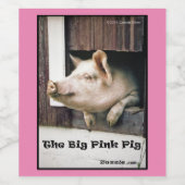 Het Big Pink Pig Wijn en Mousserende Wijn Label Wijn Etiket (Enkel label)