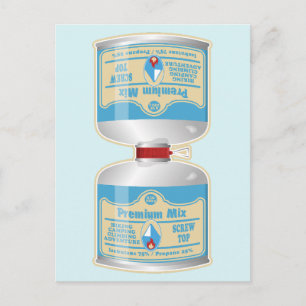 Het bijvullen van gasflessen voor kampkachels briefkaart