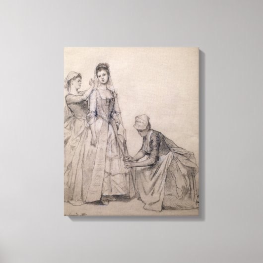 Het bijwonen aan de Bride Canvas Afdruk (Voorkant)