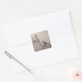 Het bijwonen aan de Bride Vierkante Sticker (Envelop)
