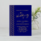 Het binden allen in One Boho Mudcloth Calligraphy  Folie Uitnodiging (Staand Voorkant)