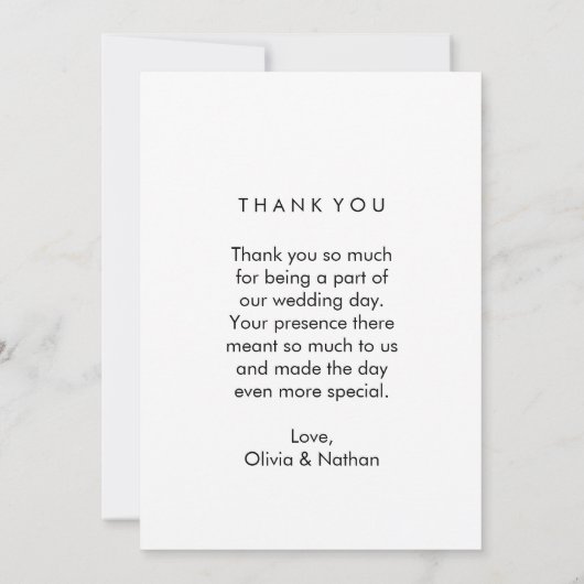 Het binden Eenvoudige Legante Tekst en Afbeelding Bedankkaart (Achterkant)