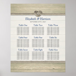 Het binden van de kei Rustic Beach Wedding Seating Poster
