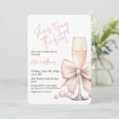 Het binden van de knoop Blush Pink Bow Vrijgezelle Kaart (Staand voorkant)