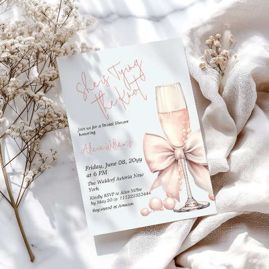 Het binden van de knoop Blush Pink Bow Vrijgezelle Kaart