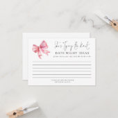 Het binden van de knoop roze boog datum nacht idee kaart (Voorkant / Achterkant in situ)