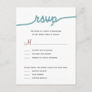 Het binden van de Knot Wedding RSVP kaarten Kaartje