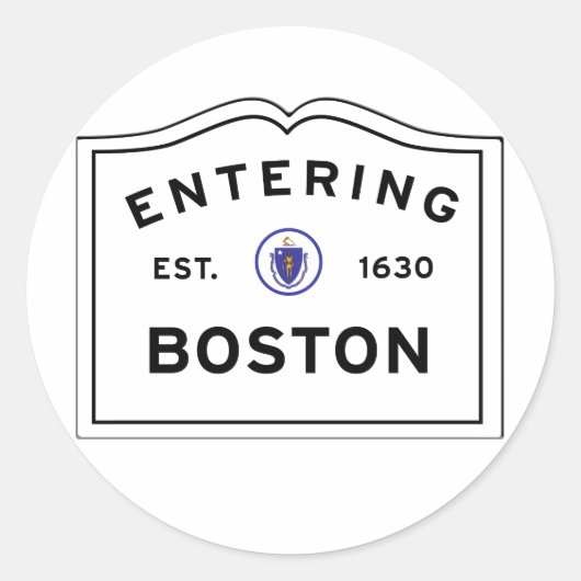 Het binnenkomen van de stad Boston MA Ronde Sticker (Voorkant)