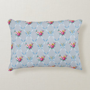 Het Blauw van Girly buigt Mooie Roze toenam Accent Kussen