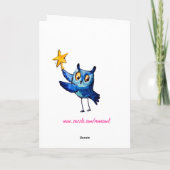 Het blauw van Kerstmis van de uil ` s Feestdagen Kaart (Achterkant)