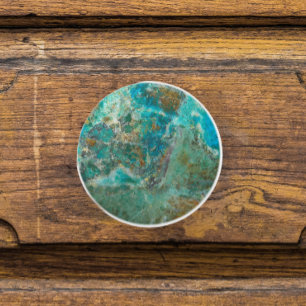 Het blauwe Afbeelding van de Steen Chrysocolla Keramische Knop