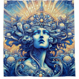 Het blauwe album Shower Curtain Douchegordijn