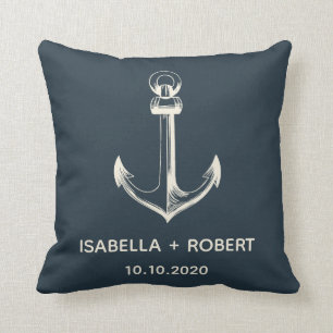 Het blauwe anker huwelijksaandenken kussen