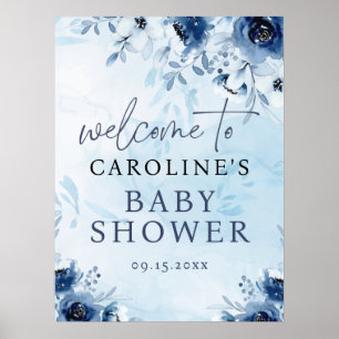 Het blauwe Baby shower van de Waterverf van de Jon Poster