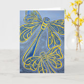 Het blauwe Begroeten van Libellen Kaart (Gele Bloem)