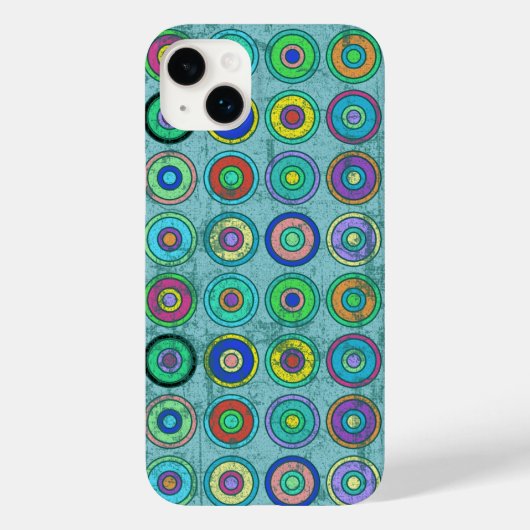 Het Blauwe Cirkelpatroon van de Retro van de Grung Case-Mate iPhone Case (Achterkant)