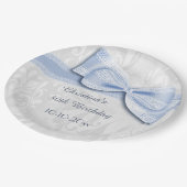 het Blauwe Damast van de 30ste Verjaardag en Boog Papieren Bordje (Gekanteld)