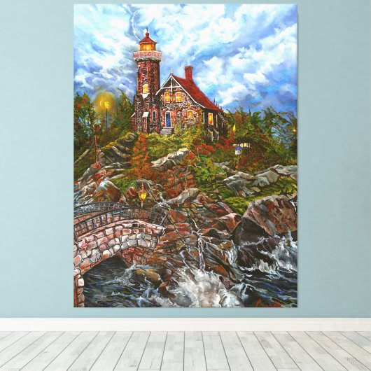 "Het blauwe deurlicht" Canvas Afdruk (Insitu (Houten vloer))