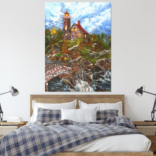 "Het blauwe deurlicht" Canvas Afdruk (Insitu (Slaapkamer))
