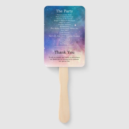 Het blauwe en roze weddenschap programma handwaaier (Achterkant)