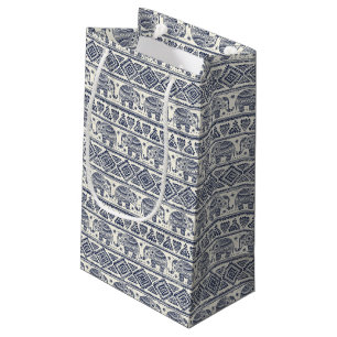 Het blauwe Etnische Patroon van de Olifant Klein Cadeauzakje