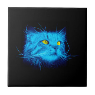 Het blauwe Gezicht van de Kat Tegeltje