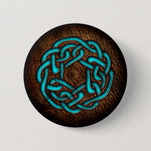 Het blauwe Keltische ornament van de mysticus op Ronde Button 5,7 Cm