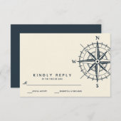 Het blauwe kompas | Bruiloft RSVP (Voorkant / Achterkant)