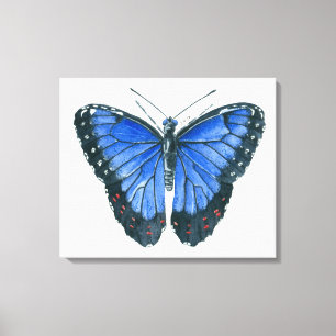 Het blauwe Morpho vlinderwaterverf schilderen Canvas Afdruk