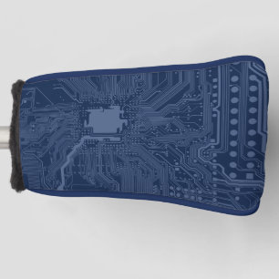 Het blauwe Motherboard Geek Patroon van de Kring Golfheadcover