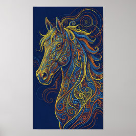 Het blauwe paard poster
