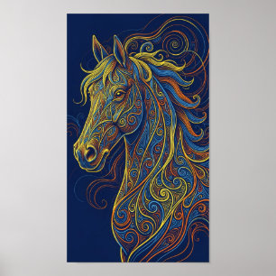 Het blauwe paard poster