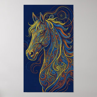 Het blauwe paard poster