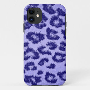 Het blauwe Paarse Bont van de Huid van de Druk van iPhone 11 Hoesje