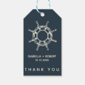 Het Blauwe Schip's Wiel | Bruiloft Dank je WEL GUN Cadeaulabel (Voorkant)