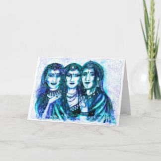 Het blauwe Wenskaart van het Trio van de Maan Kaart