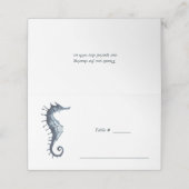 Het blauwe zeepaard | Nautical Wedding table place (Buitenkant ongevouwen)
