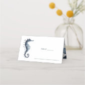 Het blauwe zeepaard | Nautical Wedding table place (Voorkant)