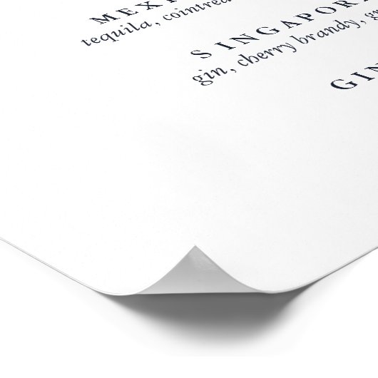 Het blauwe zeepaard | Signature Cocktail Menu Sign Poster (Hoek)