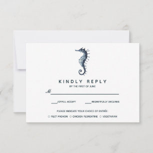 Het blauwe zeepaardje Bruiloft RSVP met maaltijd