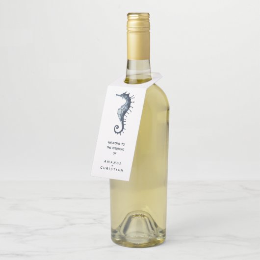 Het blauwe zeepaardje | BRUILOFT WELKOM GAST Flessenhanger (Schuin)